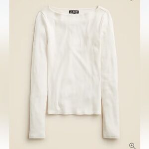 J. Crew Fine Rib Boatneck Top in Ivory NWT Size S
